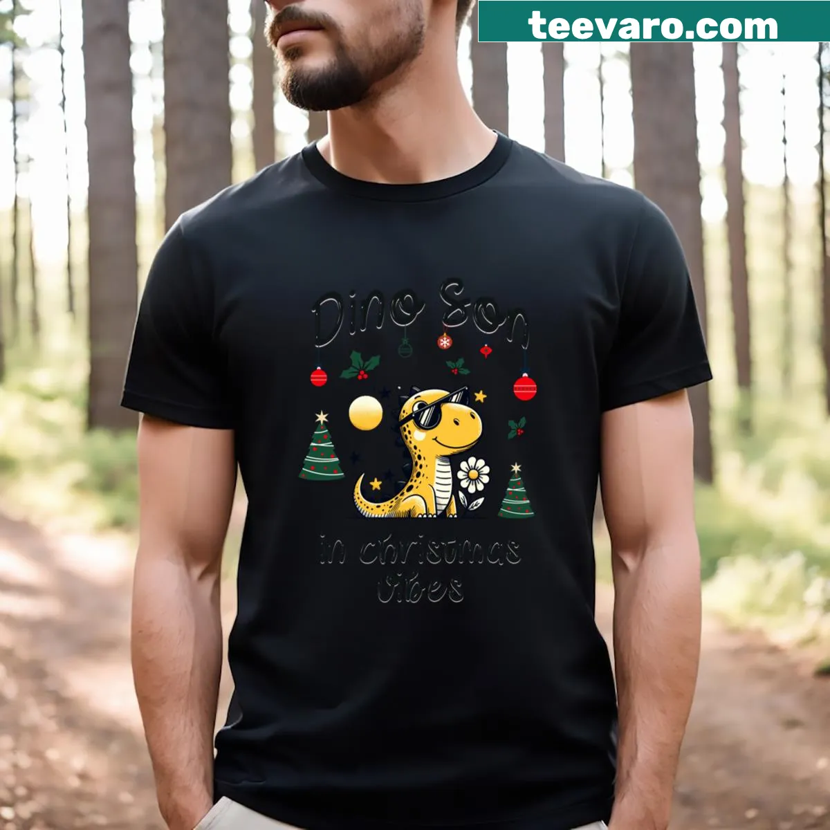 Dino Son T-shirt featuring a fun dinosaur graphic — on a men's t-shirt