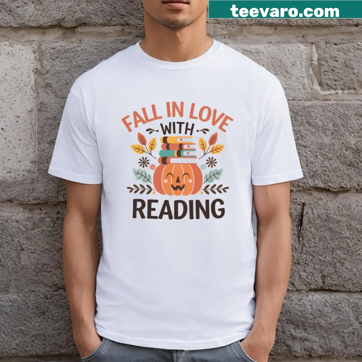 Typographic design encouraging love for reading on T-shirt — on a men's t-shirt