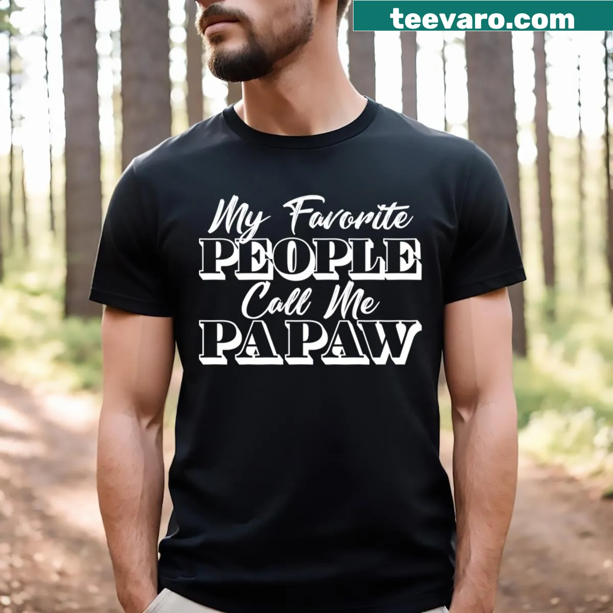 Southern grandpa t-shirt with the phrase Favorite People Call Me Papaw — on a men's t-shirt