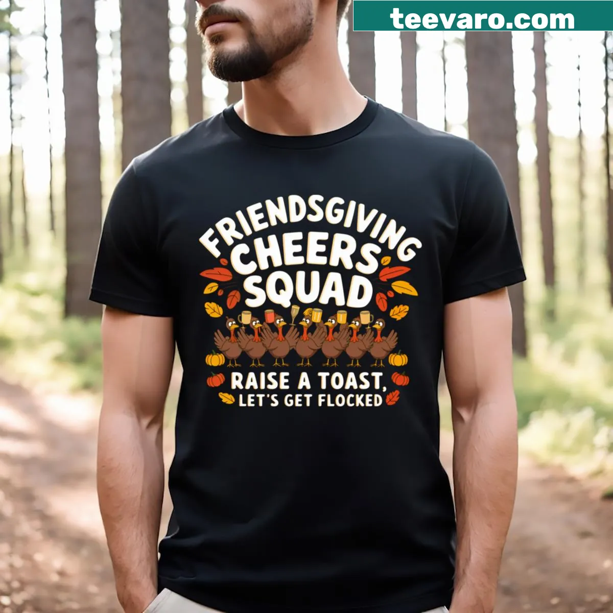 Funny Friendsgiving themed t-shirt with a playful graphic — on a men's t-shirt