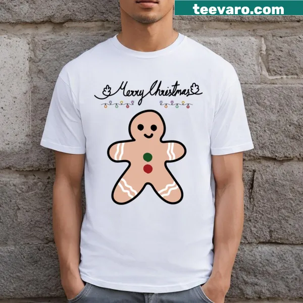 Cute T-shirt with a gingerbread man and Merry Christmas text