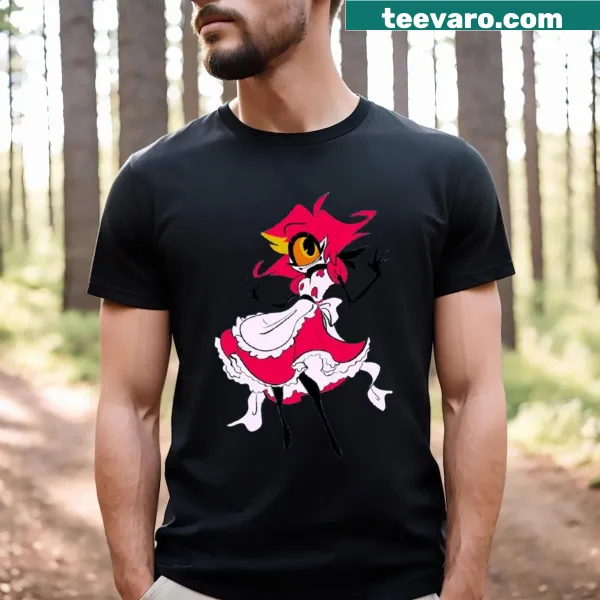 Niffty character graphic from Hazbin Hotel on T-shirt