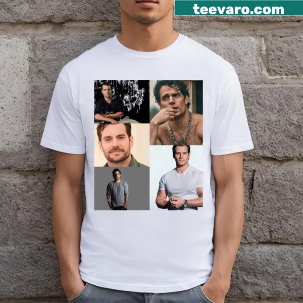 Unique collage design featuring Henry Cavill on a T-shirt