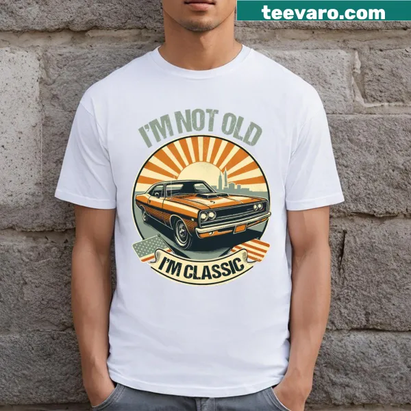 Vintage t-shirt with retro muscle car graphic and text