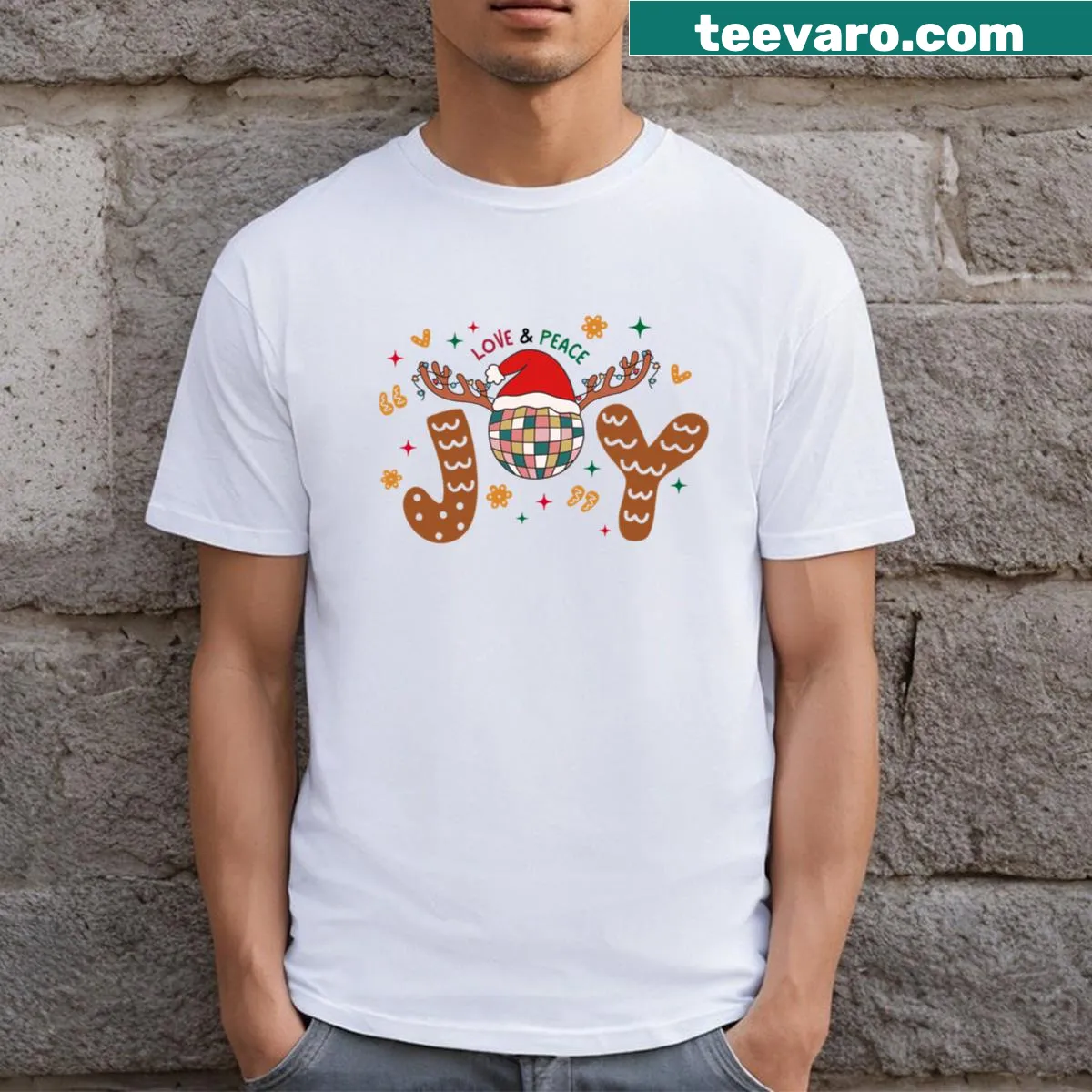 Cute T-shirt with gingerbread cookies and festive messages — on a men's t-shirt