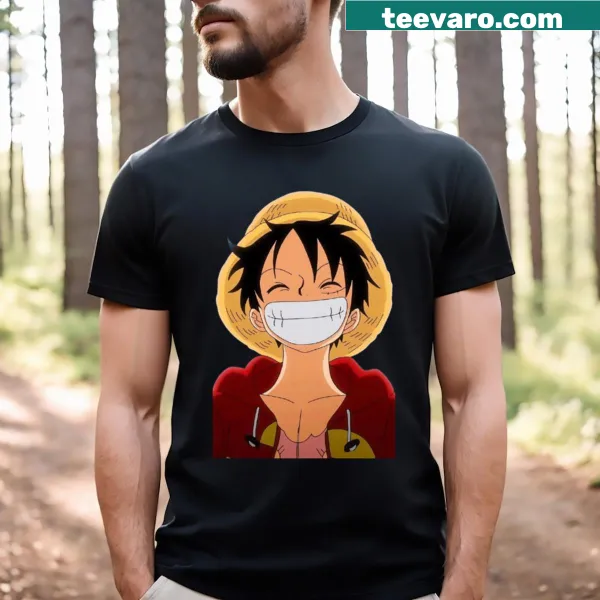 Cartoon graphic t-shirt featuring Monkey D Luffy from anime