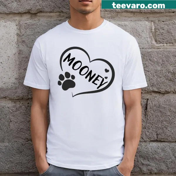 T-shirt with a heart and paw print design, ideal for pet lovers