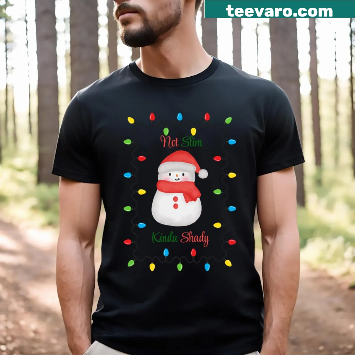 Funny 'Not Slim Kinda Shady' text T-shirt design. — on a men's t-shirt