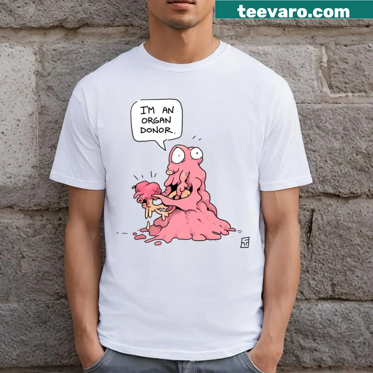 Simple T-shirt with text Organ Donor promoting organ donation awareness — on a men's t-shirt