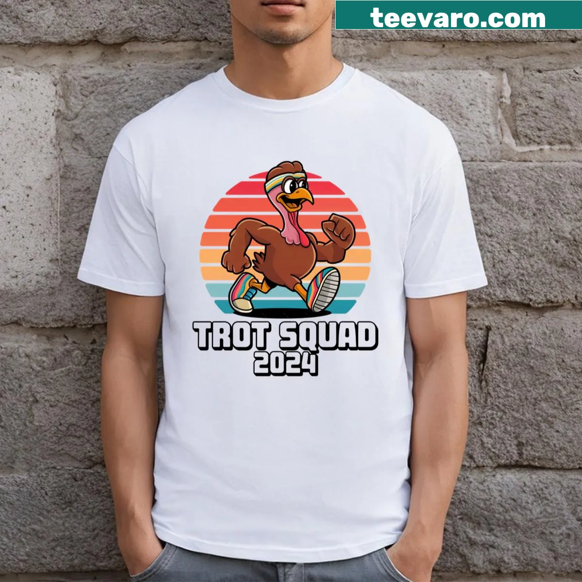 Turkey Trot Squad graphic on a T-shirt for Thanksgiving — on a men's t-shirt