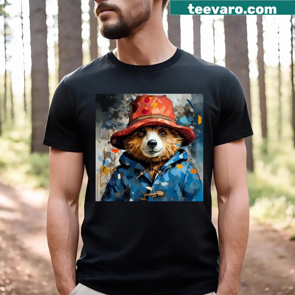 Bear graphic t-shirt representing the wild spirit of nature — on a men's t-shirt