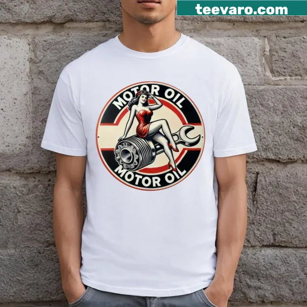 Vintage Texaco Oil round sign graphic on a distressed tee