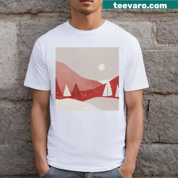 Abstract wonderland design in red and white on a T-shirt