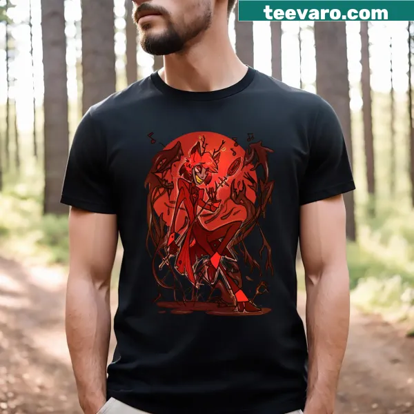 Alastor T-shirt featuring artistic depiction from Hazbin Hotel