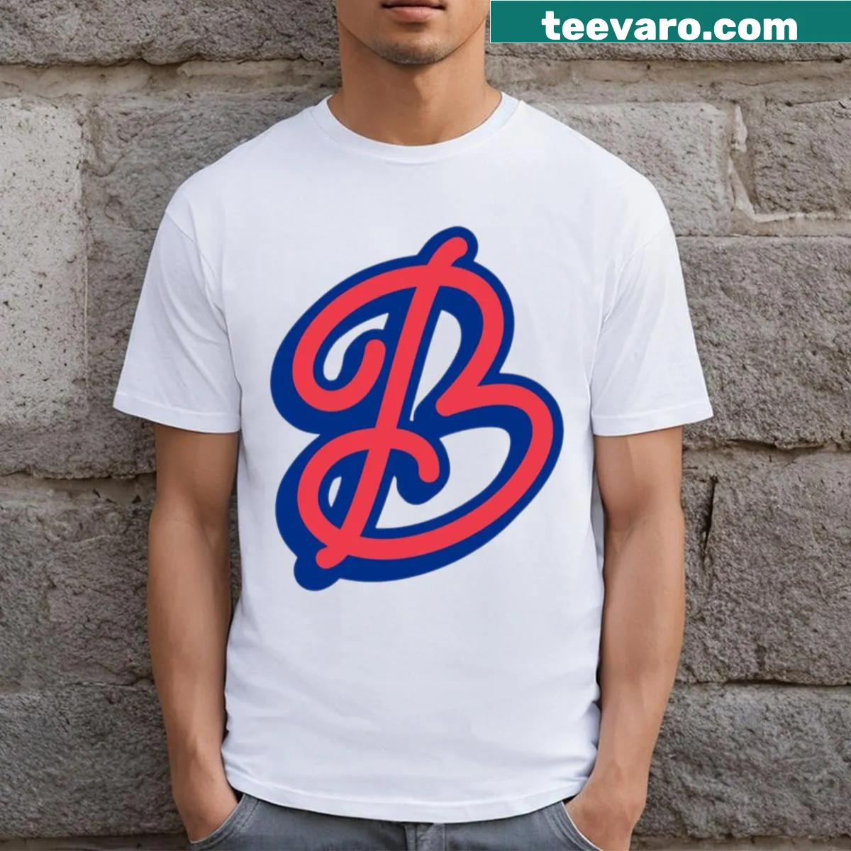 Atlanta Braves B Letter Mark t-shirt featuring the iconic B logo — on a men's t-shirt