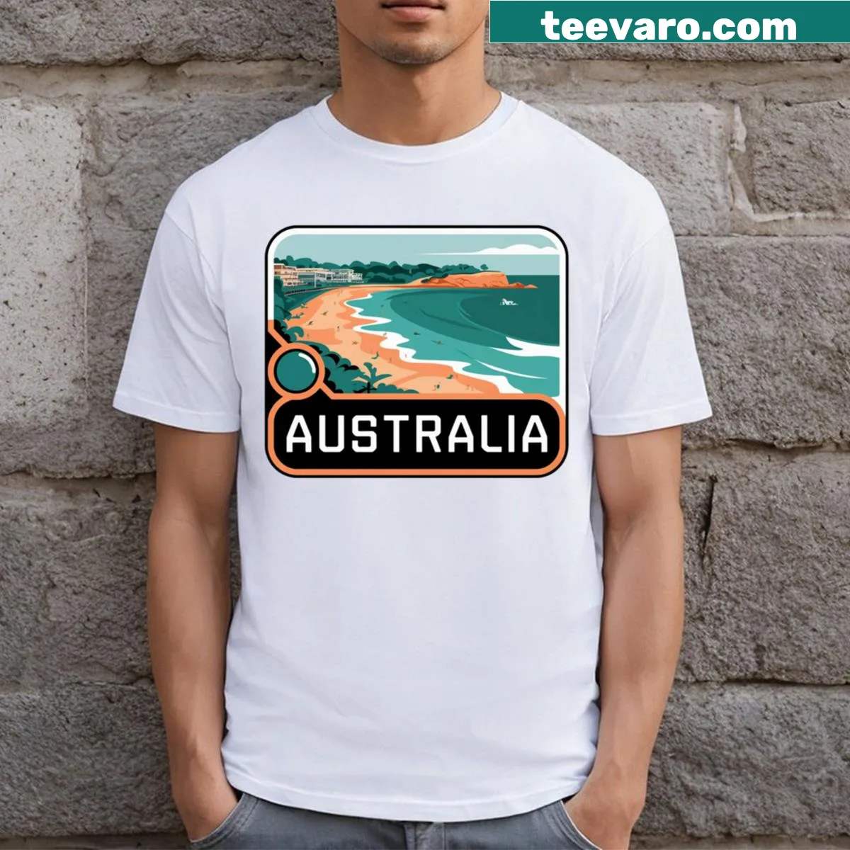 Artistic illustration representing Australia on a T-shirt — on a men's t-shirt