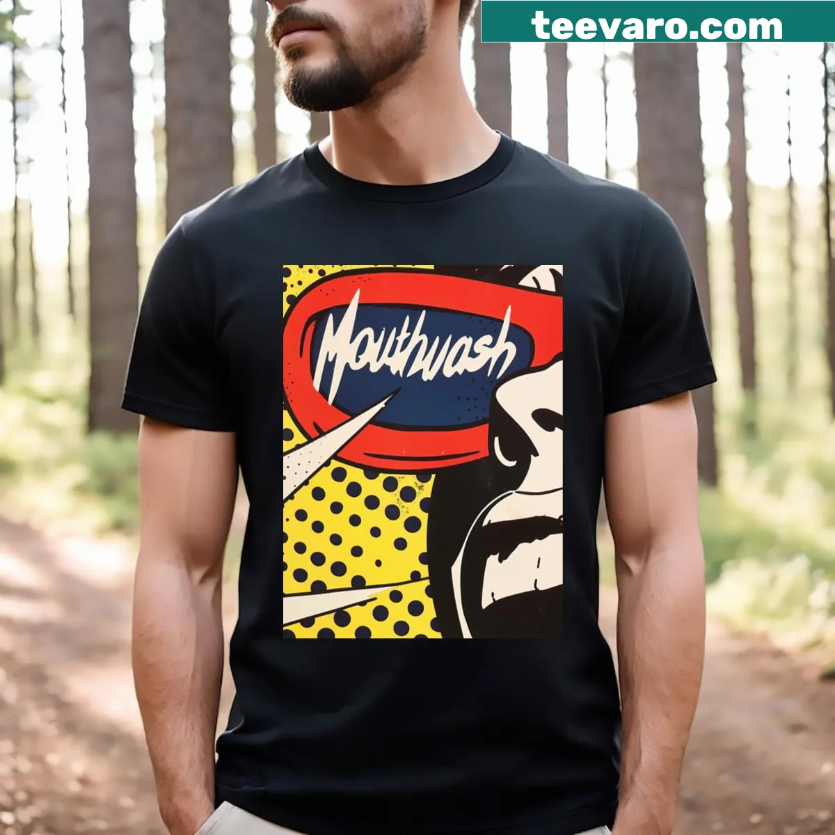 Psychological horror-themed t-shirt featuring Captain Curly Mouthwash — on a men's t-shirt