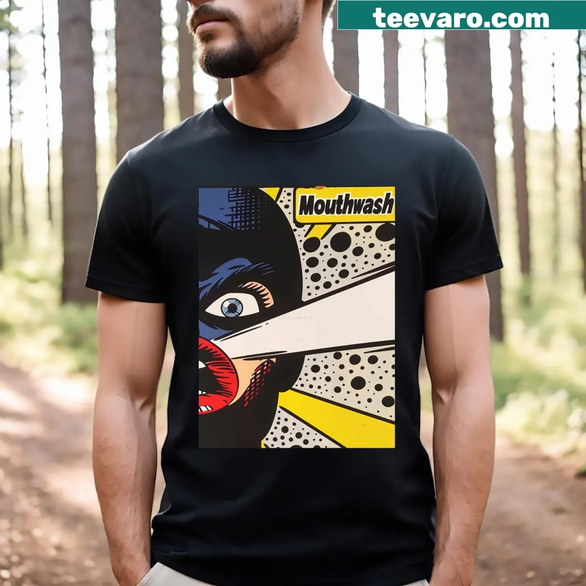 Whimsical Captain Curly graphic on a humorous T-shirt — on a men's t-shirt