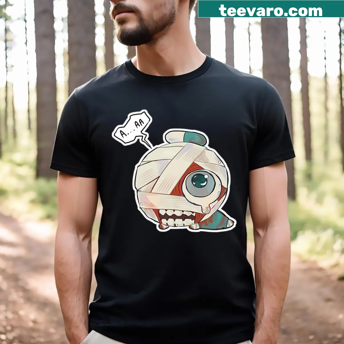 Captain Curly Mouthwashing humorous t-shirt — on a men's t-shirt