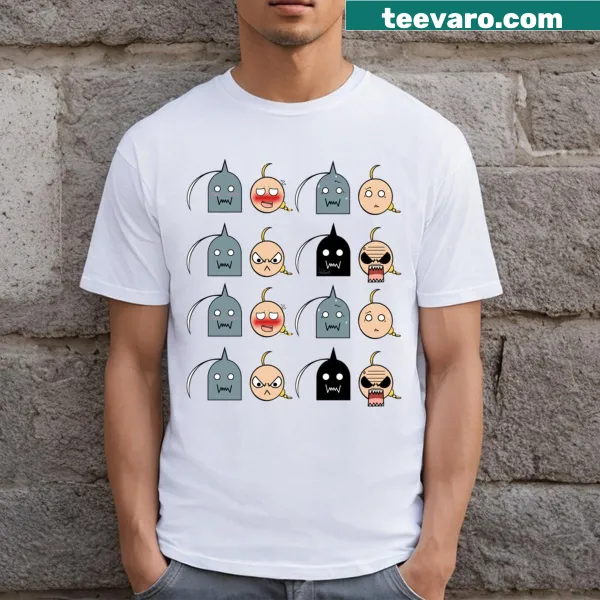 Cute chibi characters with expressions graphic t-shirt