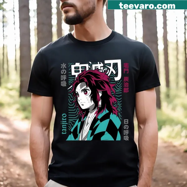 Illustration of Tanjiro Kamado from anime on a t-shirt