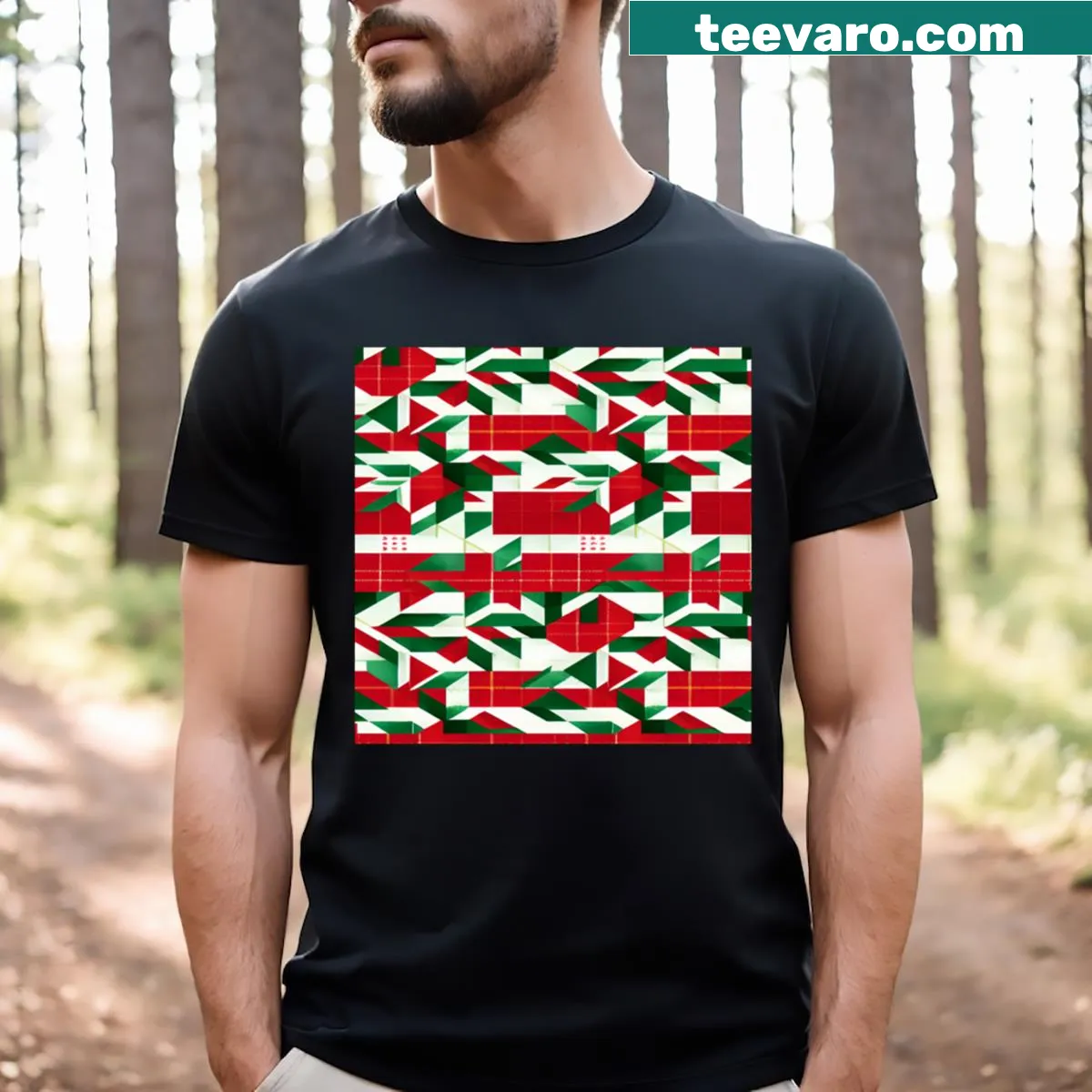 T-shirt featuring charming illustrations of Christmas ornaments — on a men's t-shirt