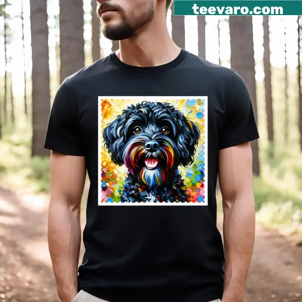 Realistic black Cockapoo portrait on a cute t-shirt