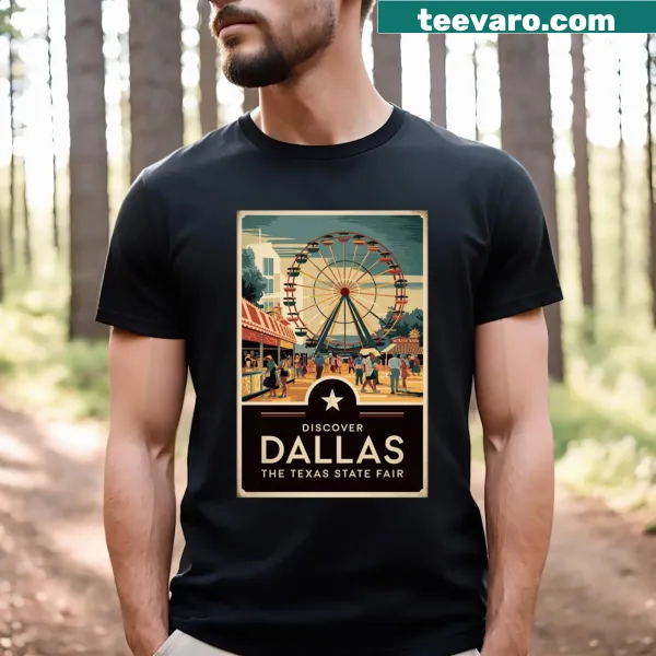 Vintage-style travel poster design of Dallas on a T-shirt