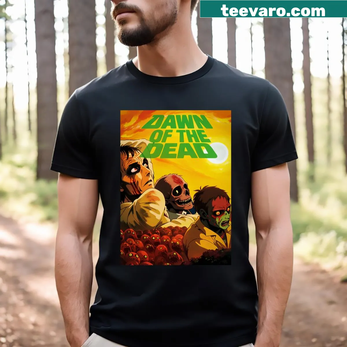 Haunting graphic on Dawning Of Dead T-shirt — on a men's t-shirt