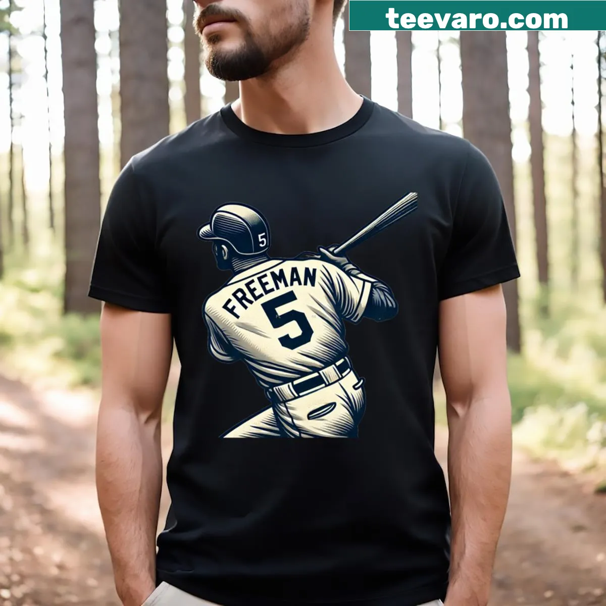 T-shirt featuring Freddie Freeman's number 5 graphic — on a men's t-shirt