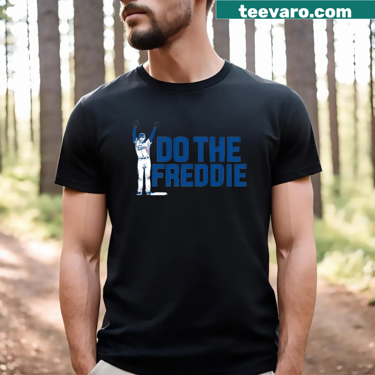 Essential T-shirt with funny phrase 'Do The Freddie' celebrating Freddie Freeman — on a men's t-shirt