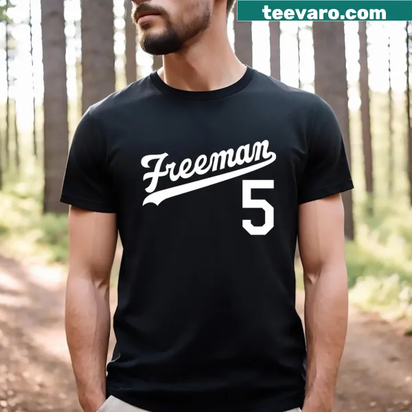 T-shirt featuring graphic of Freddie Freeman's blue jersey