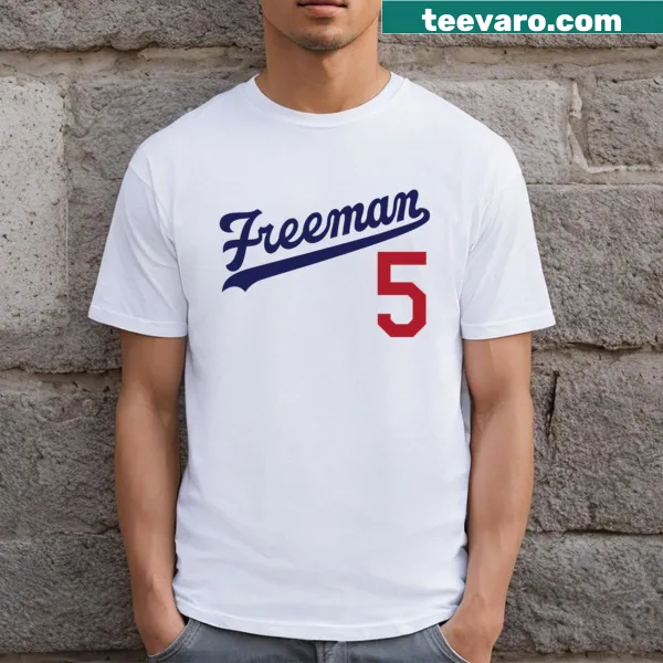 T-shirt featuring Freddie Freeman's white jersey design