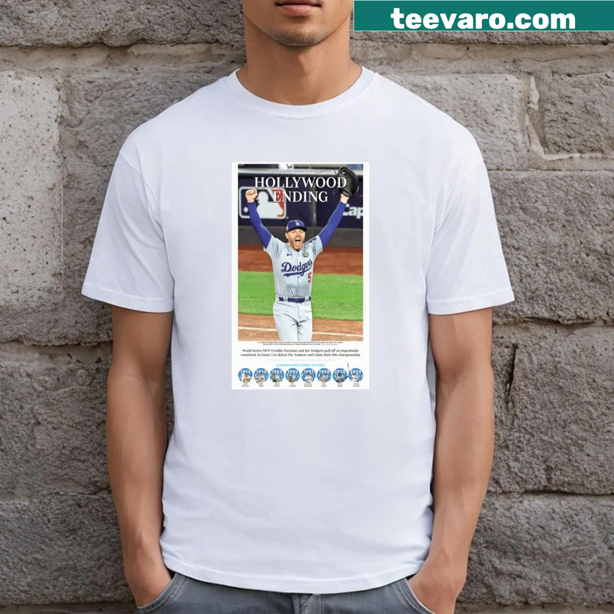 MVP T-shirt featuring Freddie Freeman's name — on a men's t-shirt