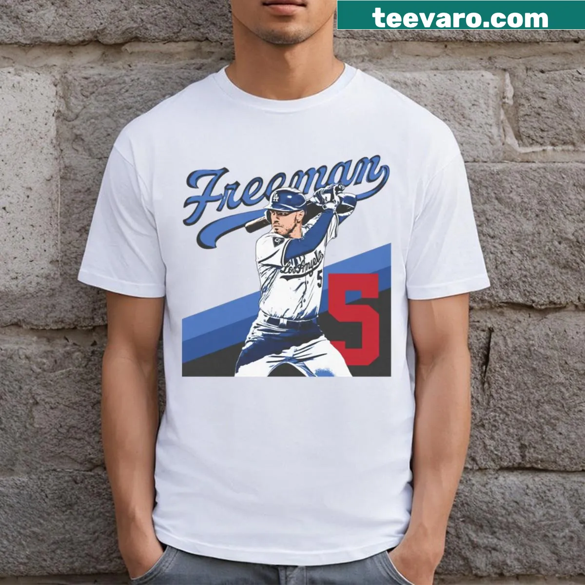Essential t-shirt featuring Freeman Baseball Tour design — on a men's t-shirt
