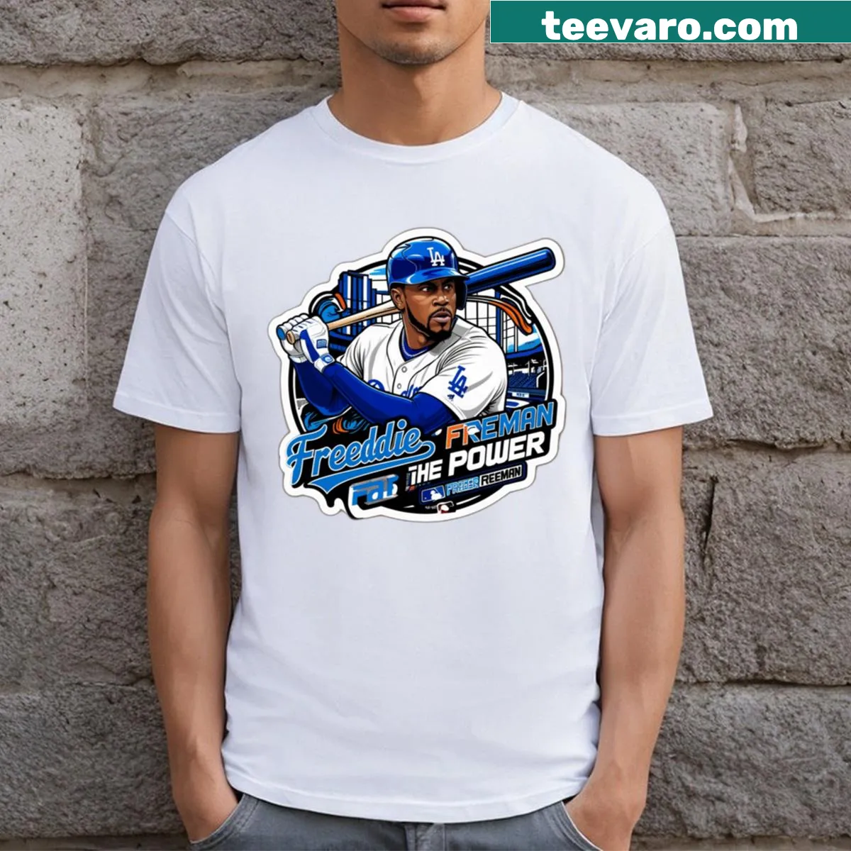 T-shirt showcasing Freeman's powerful swing and champion spirit — on a men's t-shirt