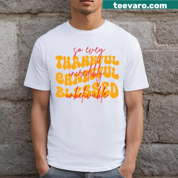Vintage-style Thanksgiving t-shirt with groovy text