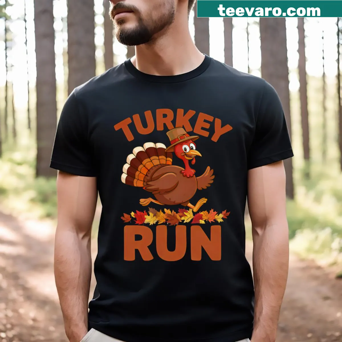 Funny turkey trot costume t-shirt for Thanksgiving — on a men's t-shirt