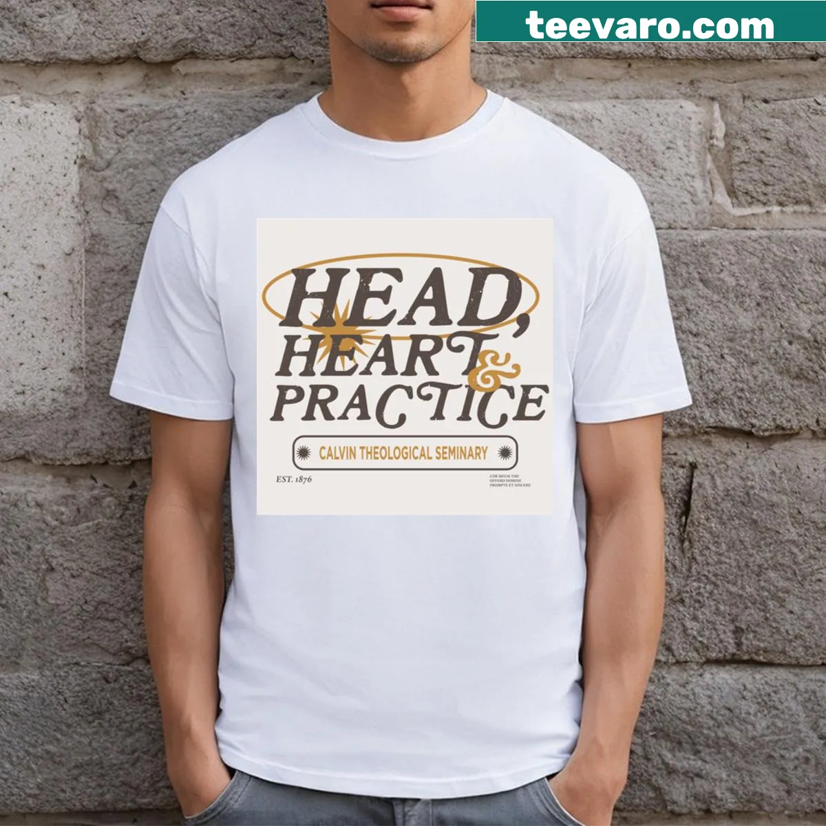 Inspirational t-shirt with the phrase 'Head Heart Practice' in clean typography — on a men's t-shirt