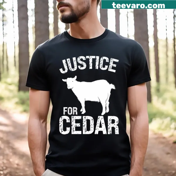 Illustrated t-shirt advocating for Cedar the Goat