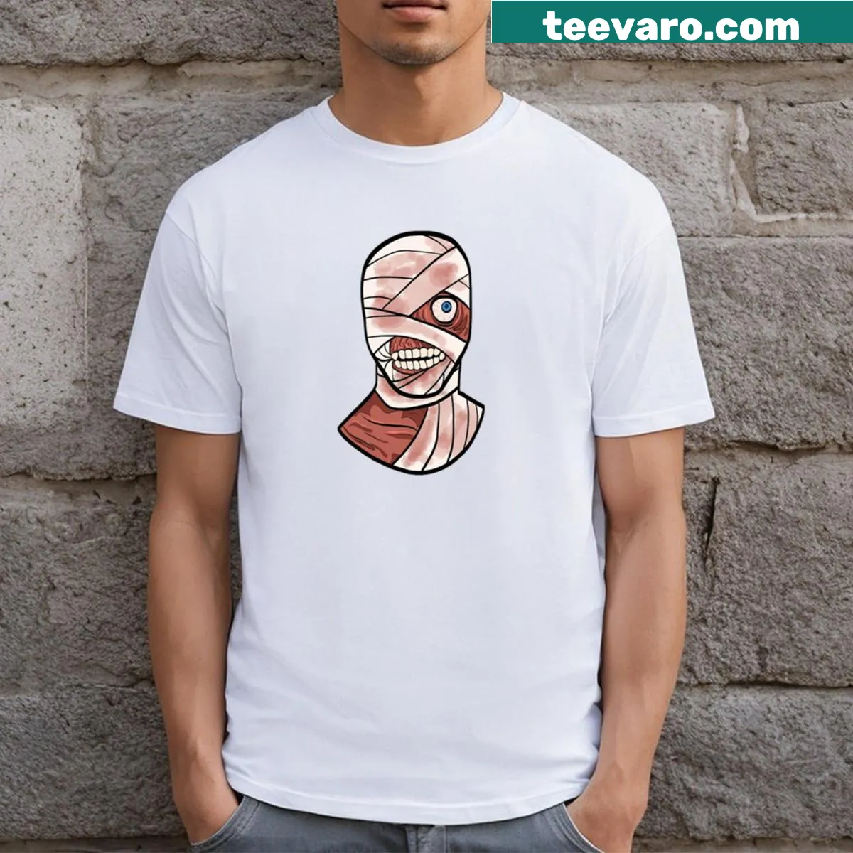 Edgy T-shirt inspired by horror gaming with a vintage aesthetic — on a men's t-shirt