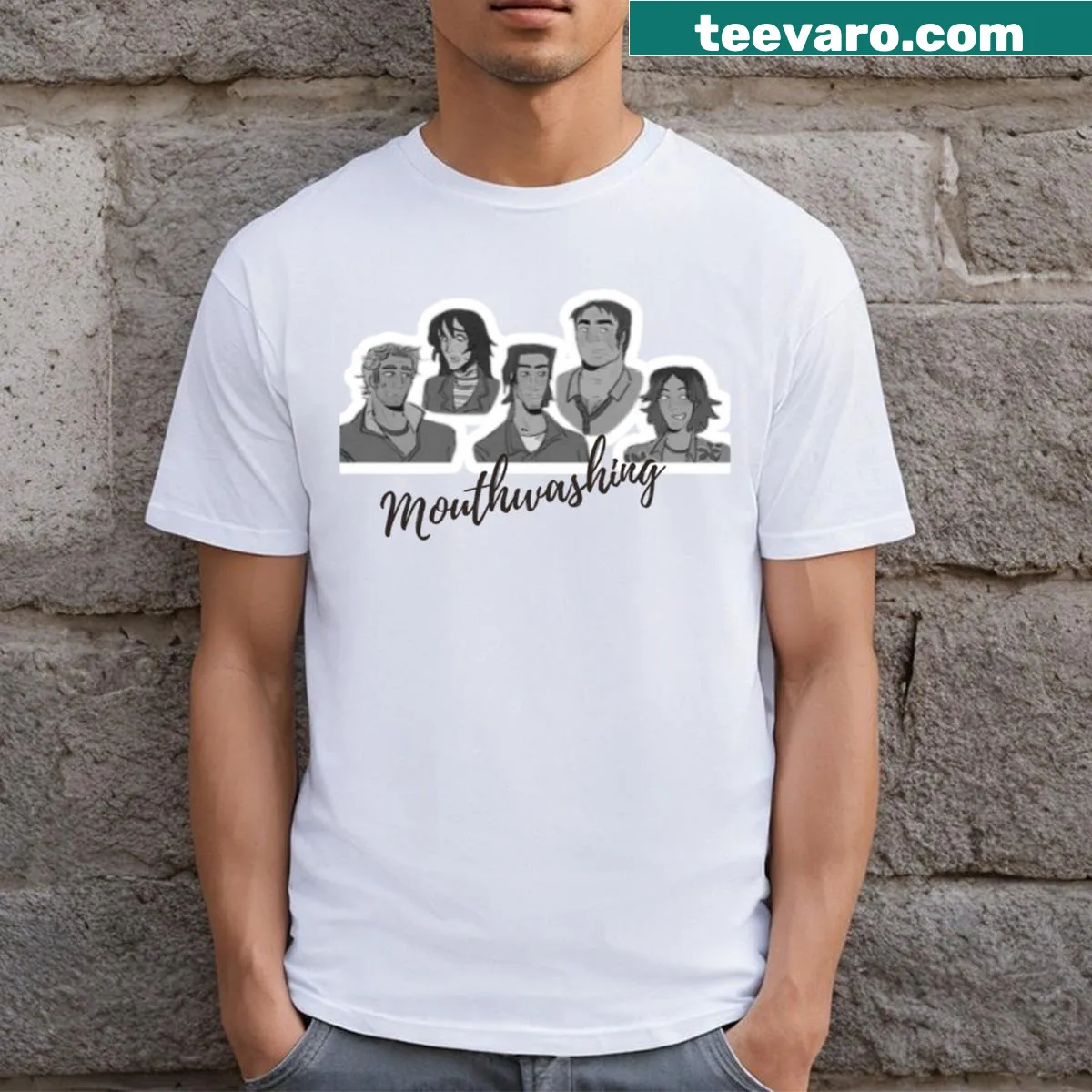 Indie Game themed Mouthwashing T-shirt with quirky graphic — on a men's t-shirt