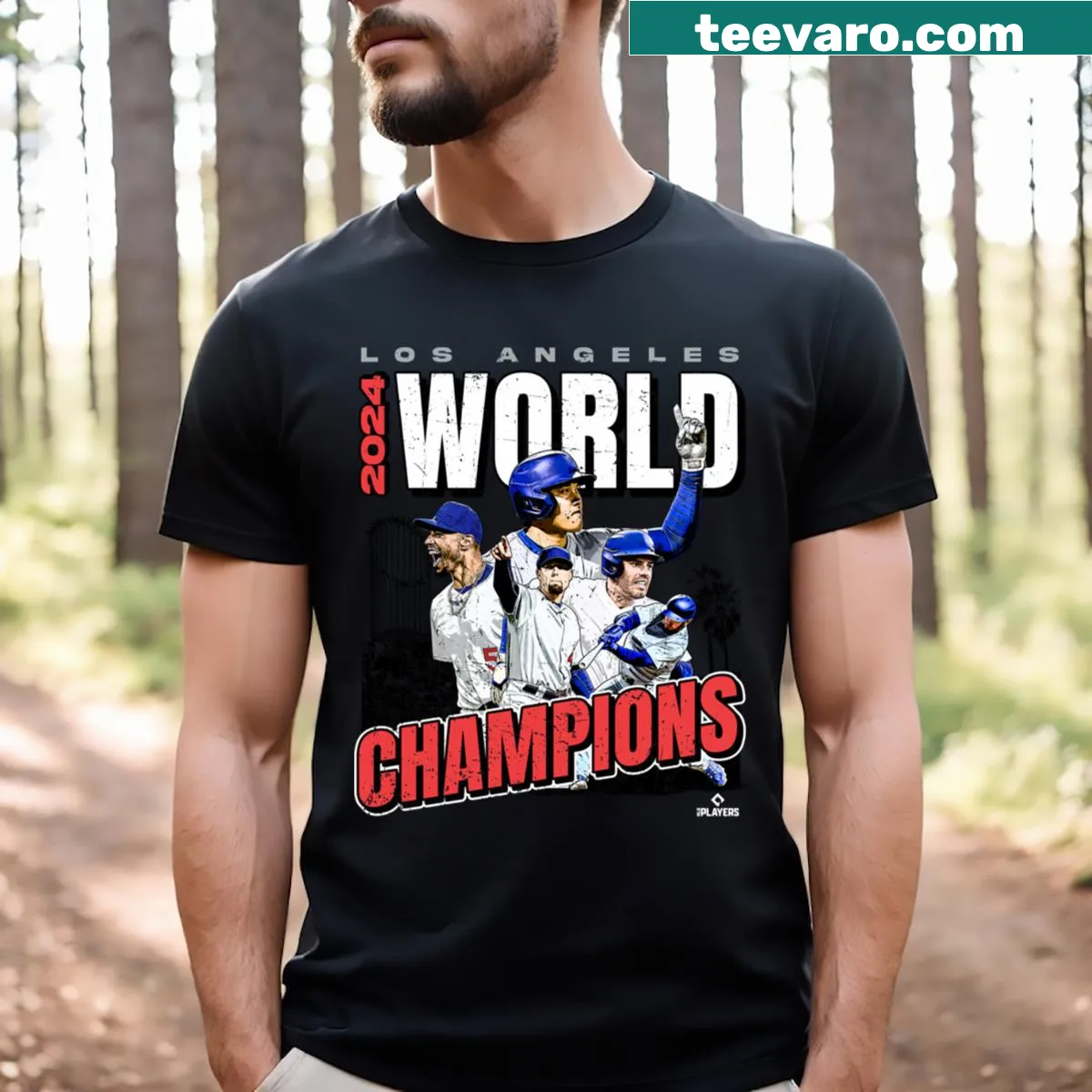 Baseball-themed graphic tee featuring player names and text — on a men's t-shirt