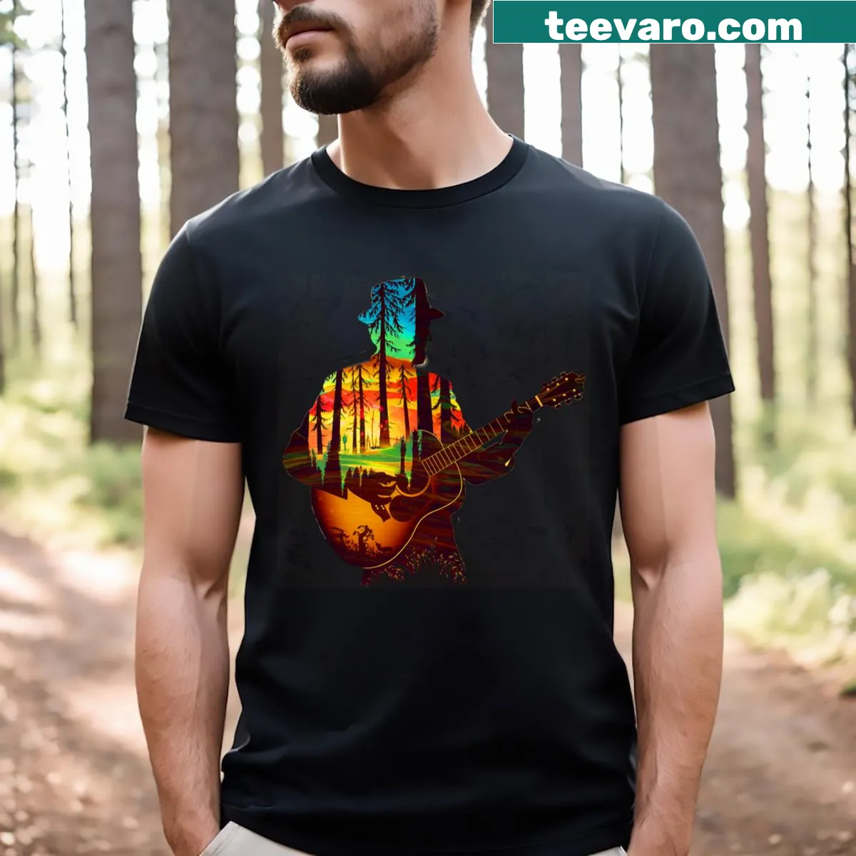 Typographic T-shirt celebrating country music — on a men's t-shirt