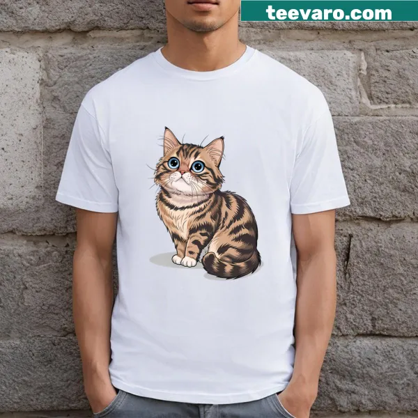 T-shirt featuring a playful cat in a cute pose illustration