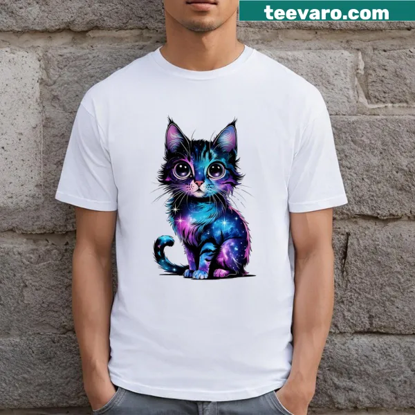 Cat design t-shirt with stars
