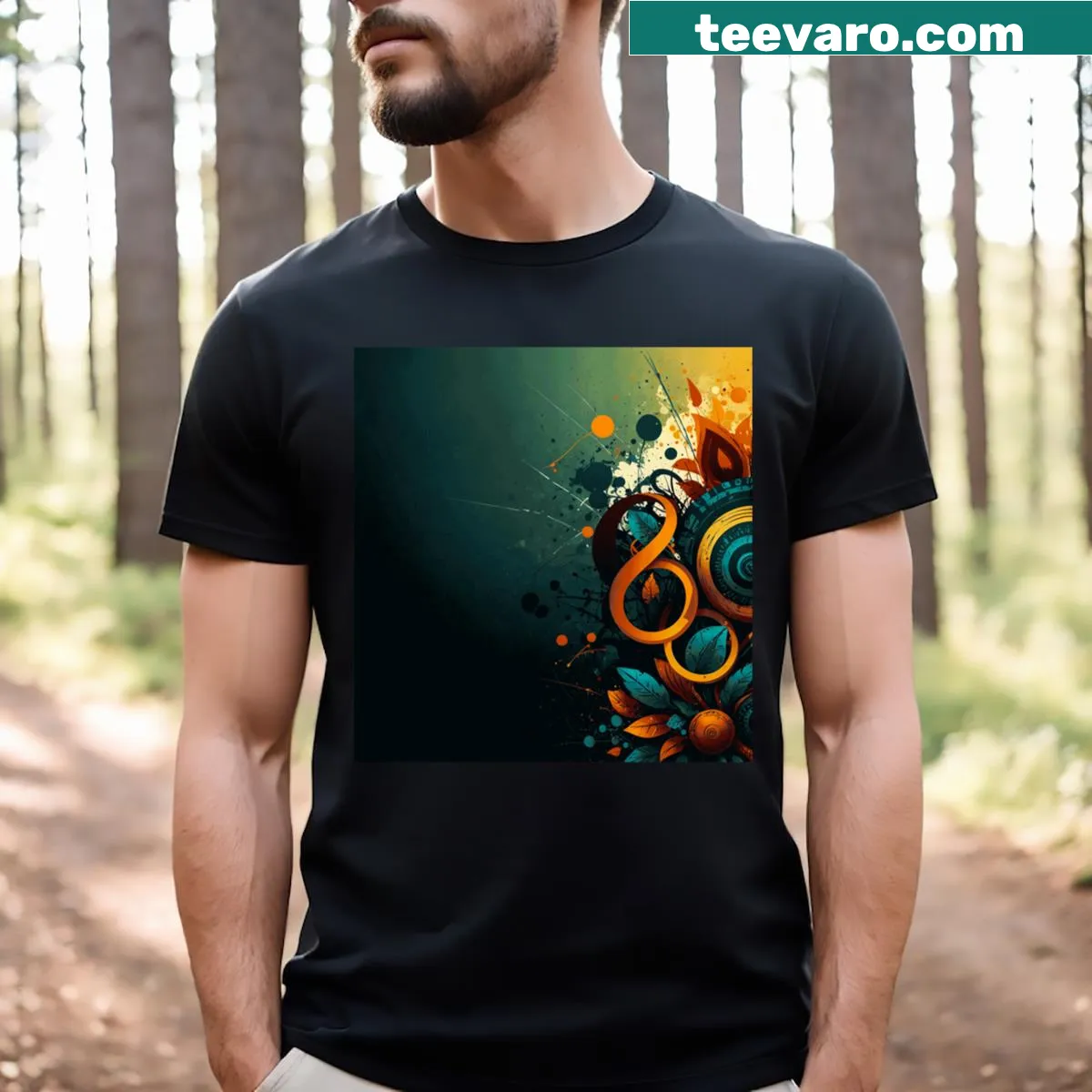 Abstract typography design showcasing unity on a t-shirt. — on a men's t-shirt