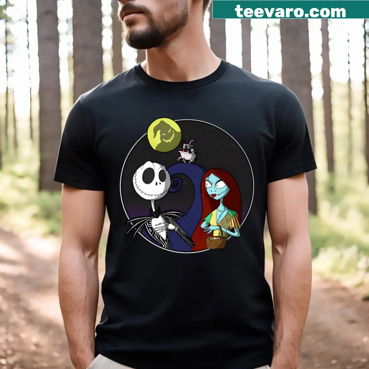 T-shirt featuring characters from The Nightmare Before Christmas. — on a men's t-shirt