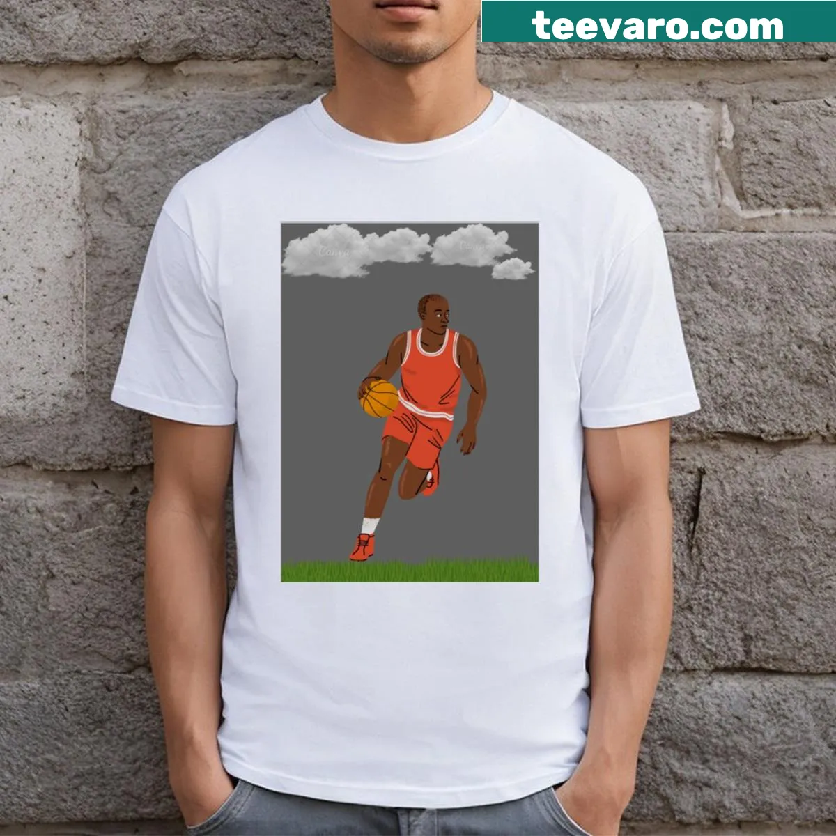 Illustrative T-shirt celebrating great players in sports — on a men's t-shirt