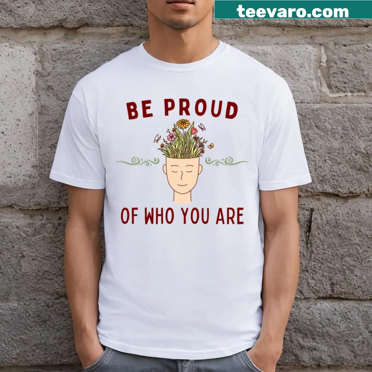 Inspirational typography design on a pride-themed t-shirt — on a men's t-shirt